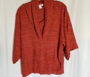 Cjbanks "X" persimmon 3/4 sleeve openknit sweater